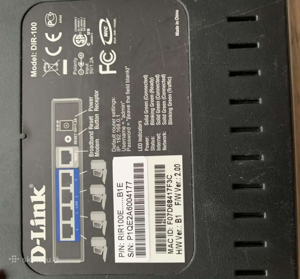 Maršrutizatorius D-link Dir-100 - nuotraukos Nr. 2