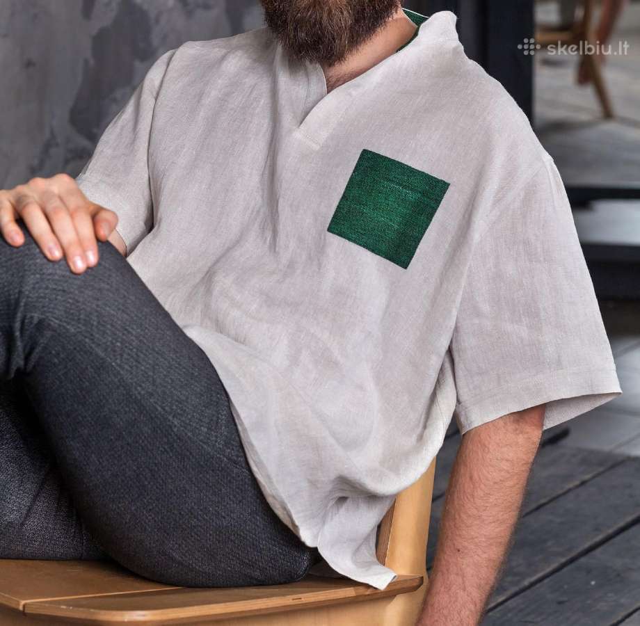 Vyriški lino marškiniai su šilko detalėmis - Xn - nuotraukos Nr. 3