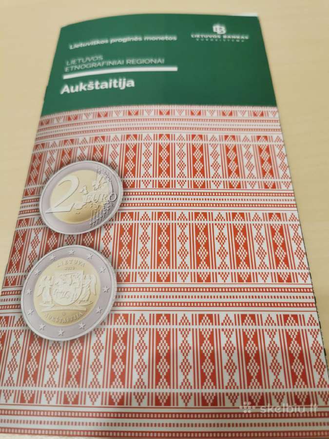 2 eurų Aukštaitijai skirtų monetų lankstinukai !