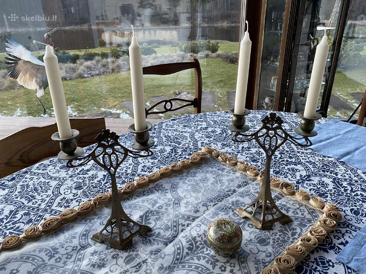 Varinės žvakidės Art Nuovo stiliaus 2 vienetai