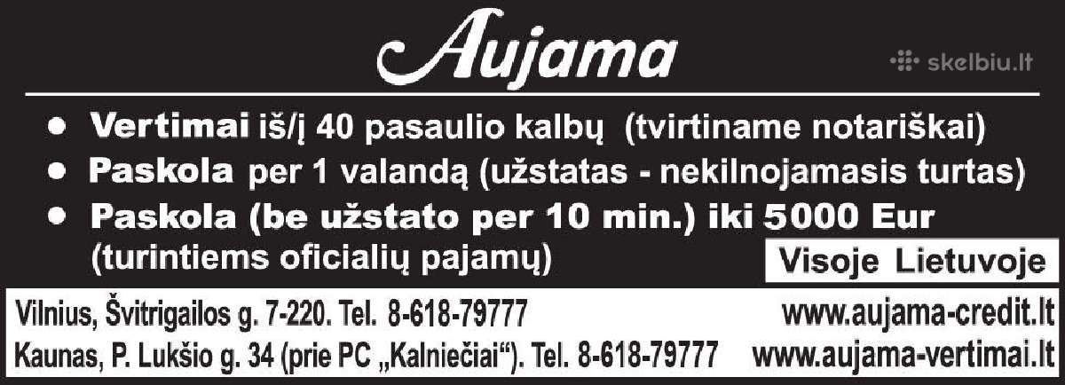Paskola nuo. iki.per 10 min.visoje lietuvoje