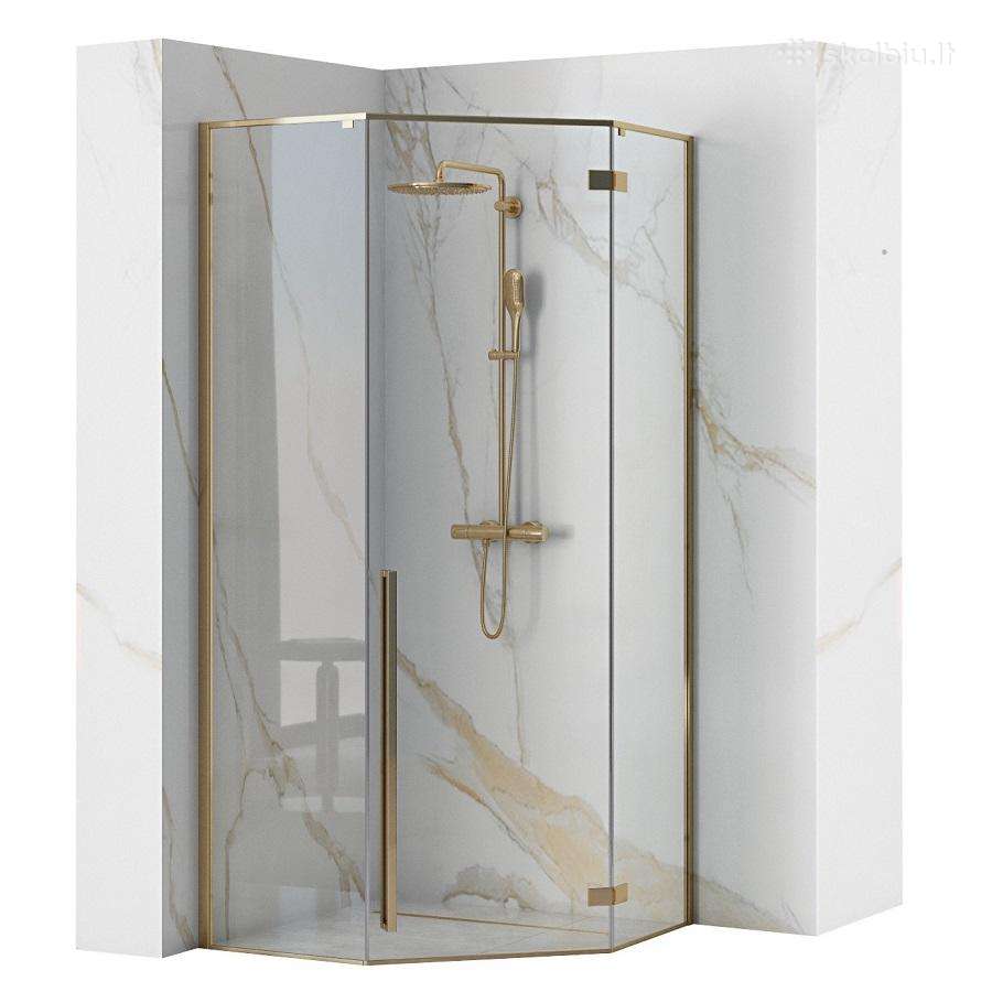 Auksinė Dušo kabina Diamond Gold 90x90 cm