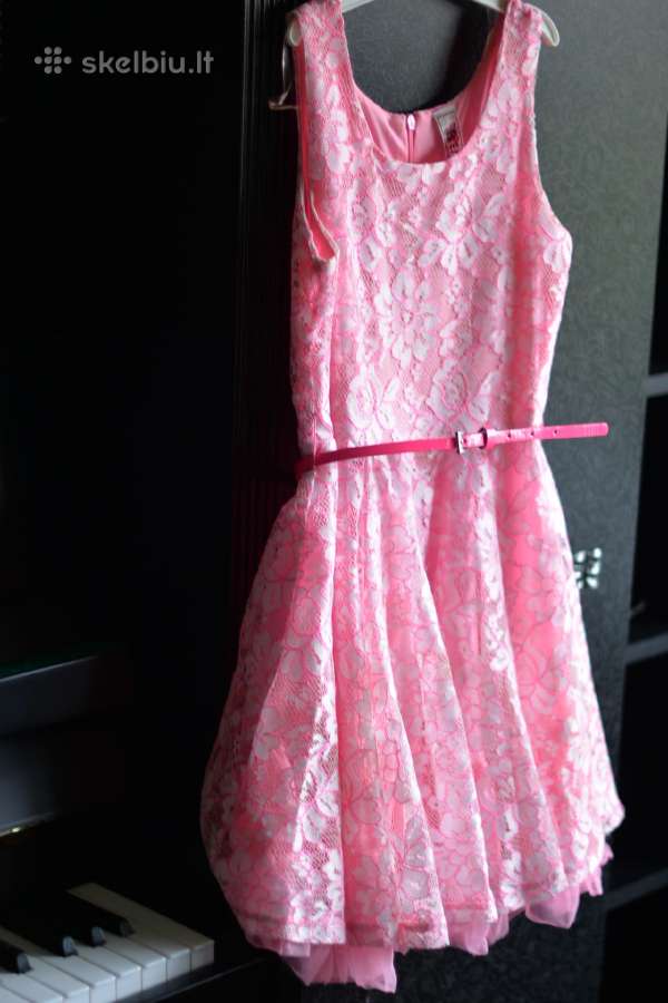 Beautees Neon Lace Belted Skater Dress Girls10m. - nuotraukos Nr. 4