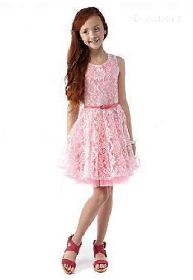 Beautees Neon Lace Belted Skater Dress Girls10m. - nuotraukos Nr. 2