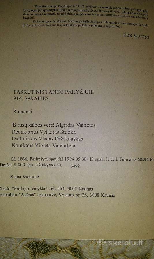 "Paskutinis tango Paryžiuje. 9 1/2 savaitės" - nuotraukos Nr. 3