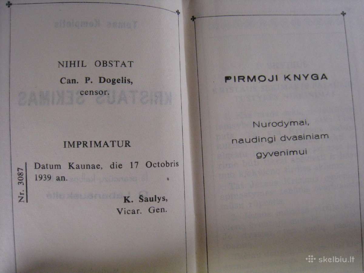Tomas Kempietis Kristaus sekimas / 1939 m.