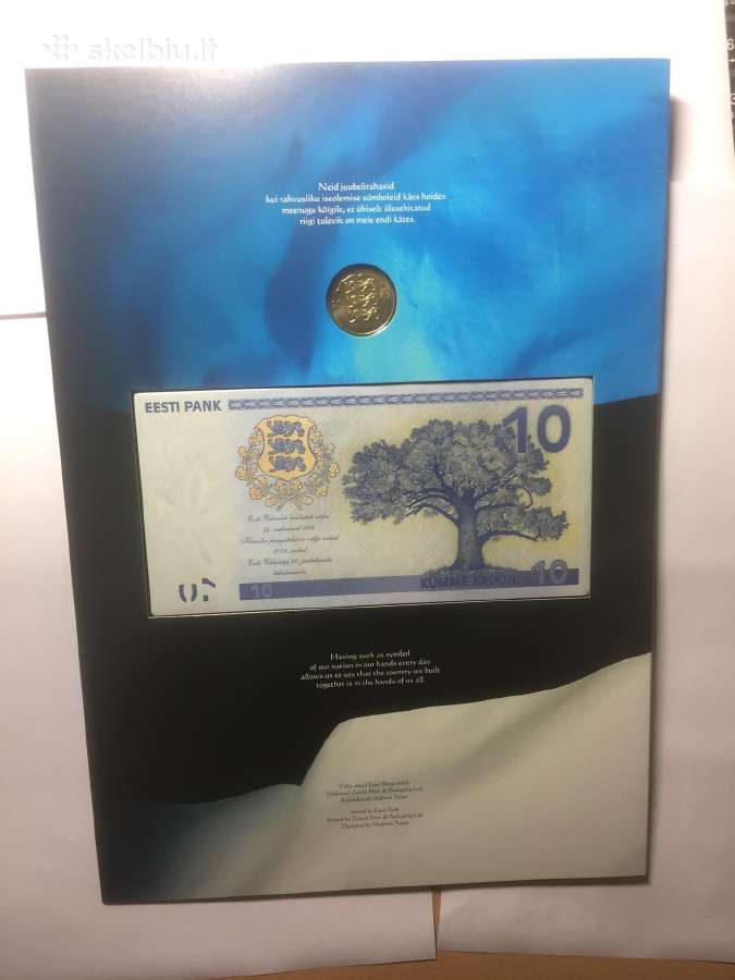 10 kronų banknotas 2008m ir moneta 1 krona 2008m - nuotraukos Nr. 3