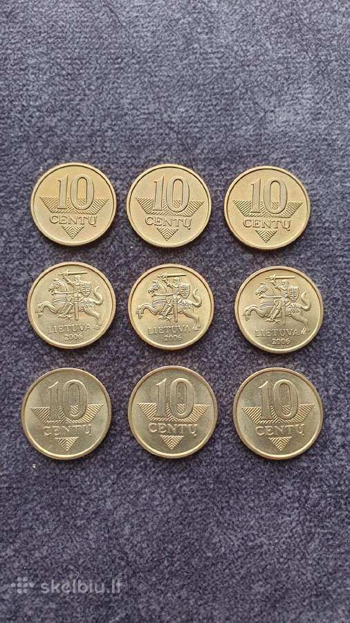 2006 metų 10 centų Unc monetos