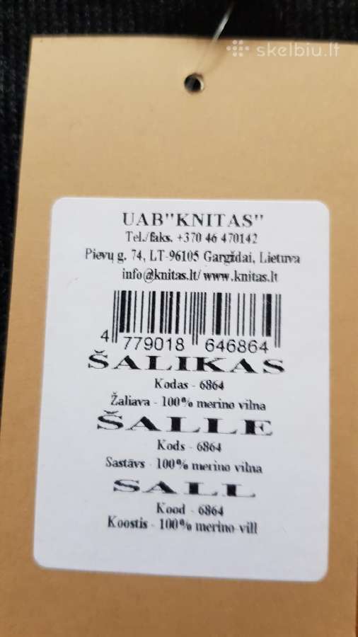 100% Merino Vilnos Šalikas naujas - nuotraukos Nr. 3