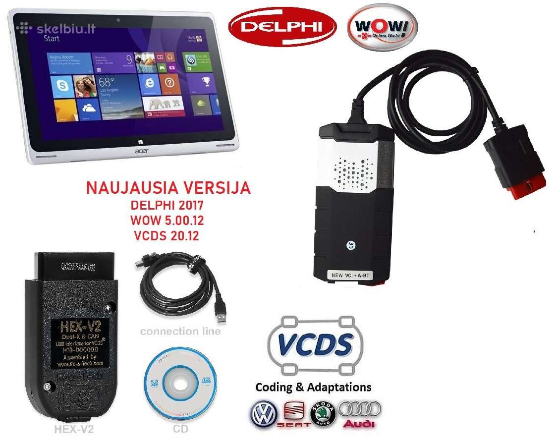 Delphi 2017 diagnostika+acer+vag com kabelis