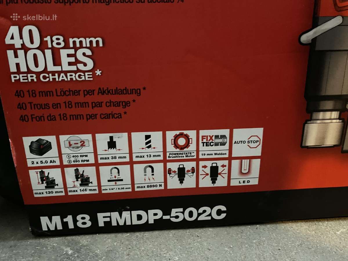 Magnetinės gręžimo Milwaukee M18 Fmdp-502c - nuotraukos Nr. 2