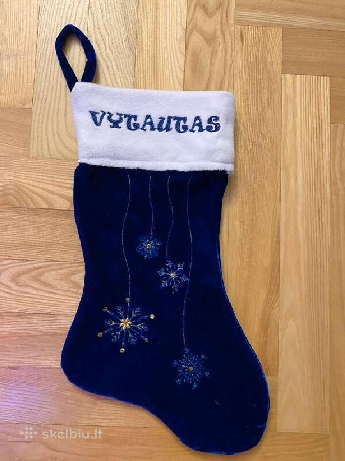 Vardinė siuvinėta veliūro kalėdinė kojinė Vytautas