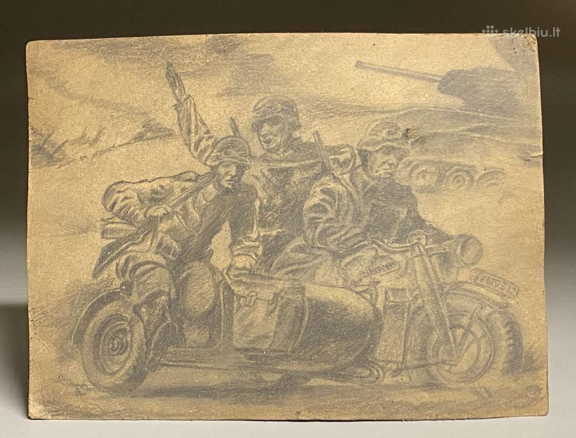 1944 m. vokiečių kareivio piešinys 2. Motociklai - nuotraukos Nr. 4