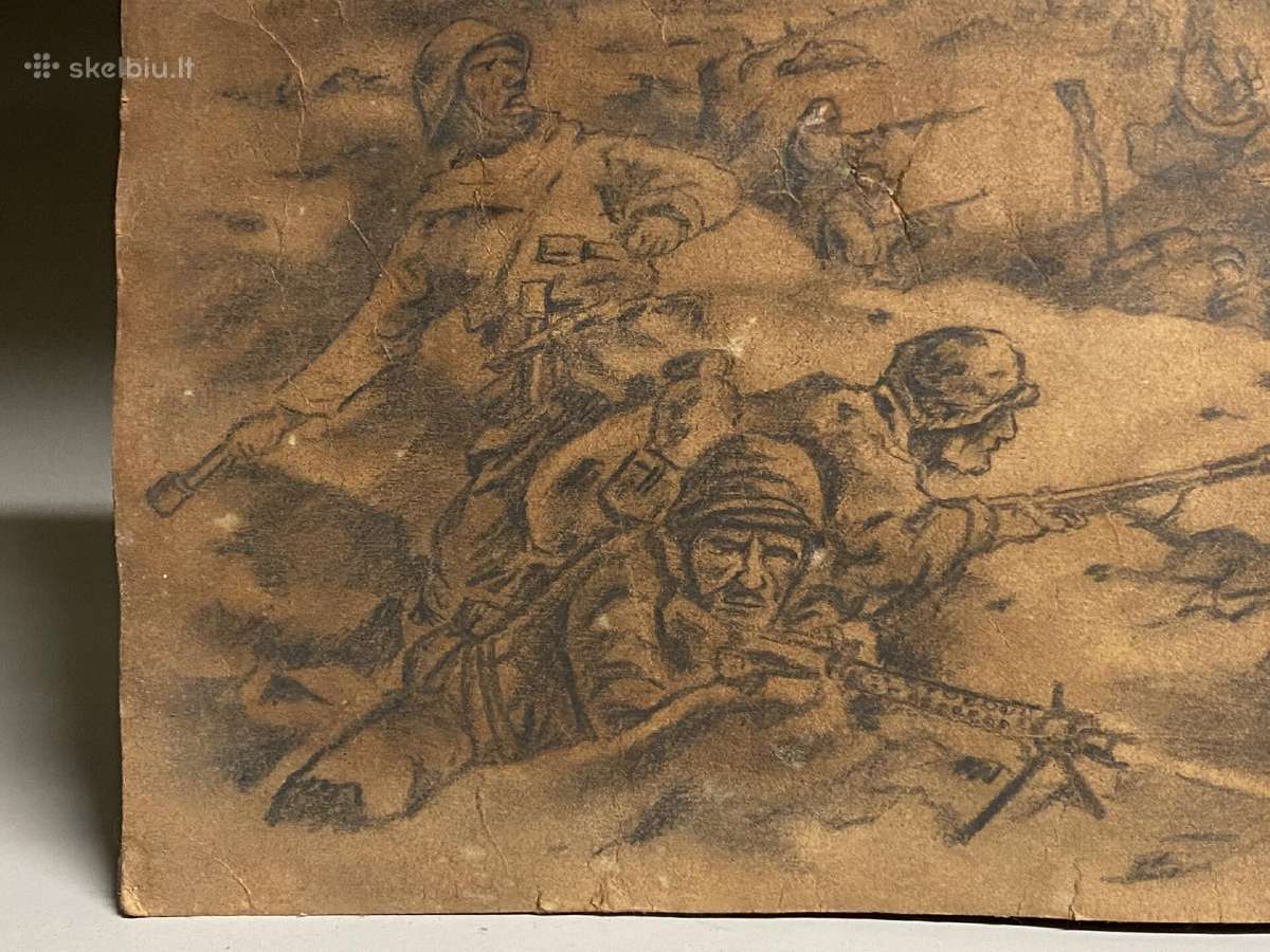 1944 m. vokiečių kareivio piešinys 1. Mūšio scena - nuotraukos Nr. 3