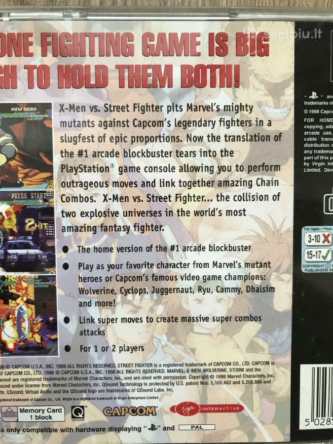 Marvel Comics - X-men Vs. Street Fighter - Ps1 - nuotraukos Nr. 21
