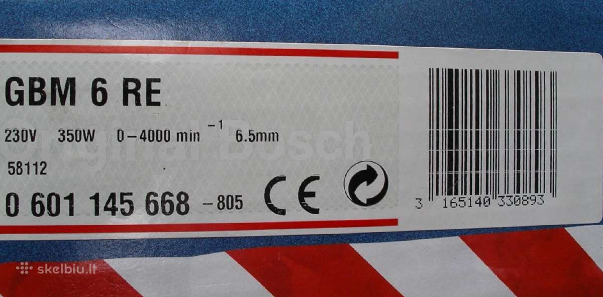 Elektrinė drėlė, grąžtas, gręžtuvas Bosch Gbm 6 Re - nuotraukos Nr. 4