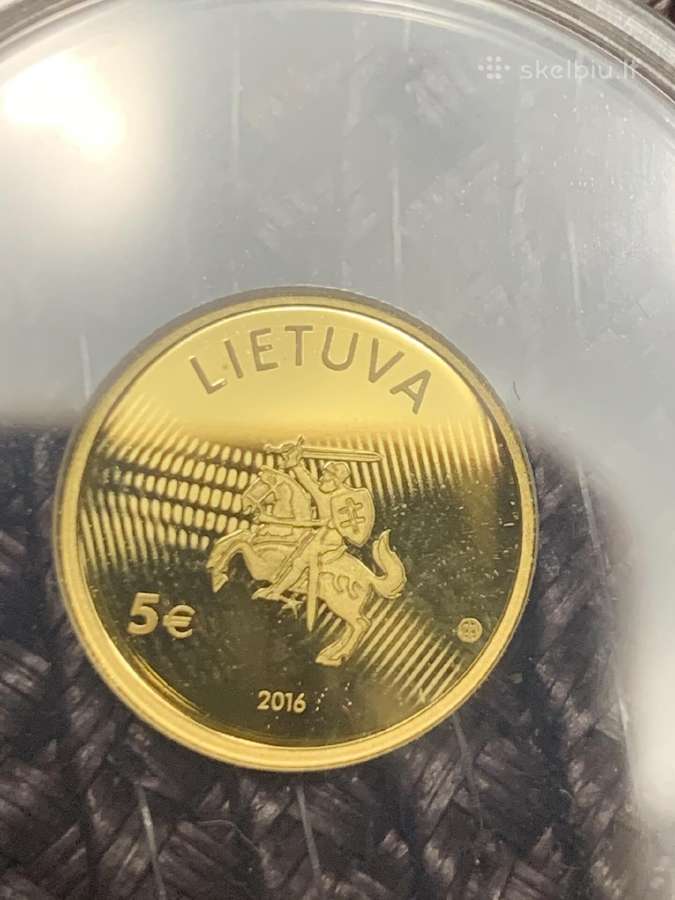 Auksine 5€ moneta iš serijos “Lietuvos mokslas - nuotraukos Nr. 4