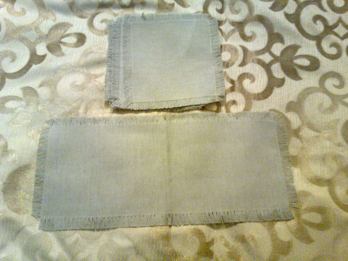 Dangaus spalvos lininis servetėlių komplektas - nuotraukos Nr. 2