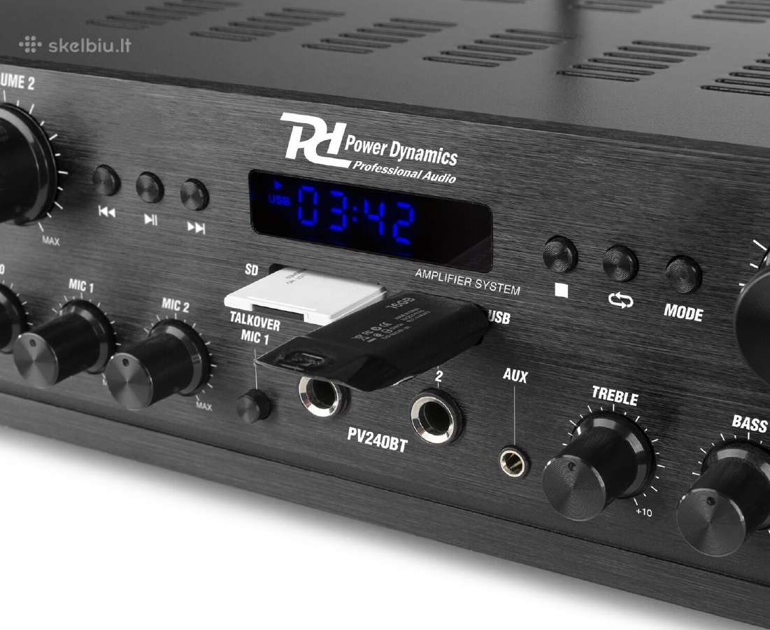 V240bt stiprintuvas 4x 100w, su Bt, Usb, Fm - nuotraukos Nr. 5