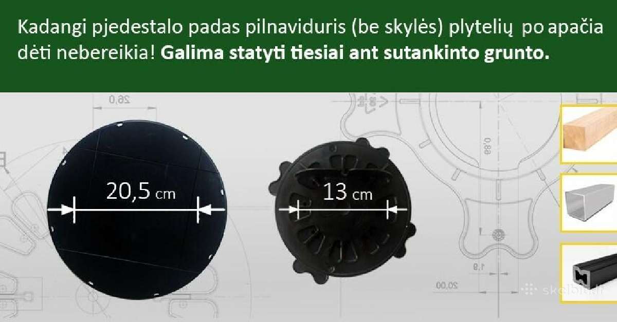 Reguliuojami pjedestalai, reguliuojamos atramos - nuotraukos Nr. 12