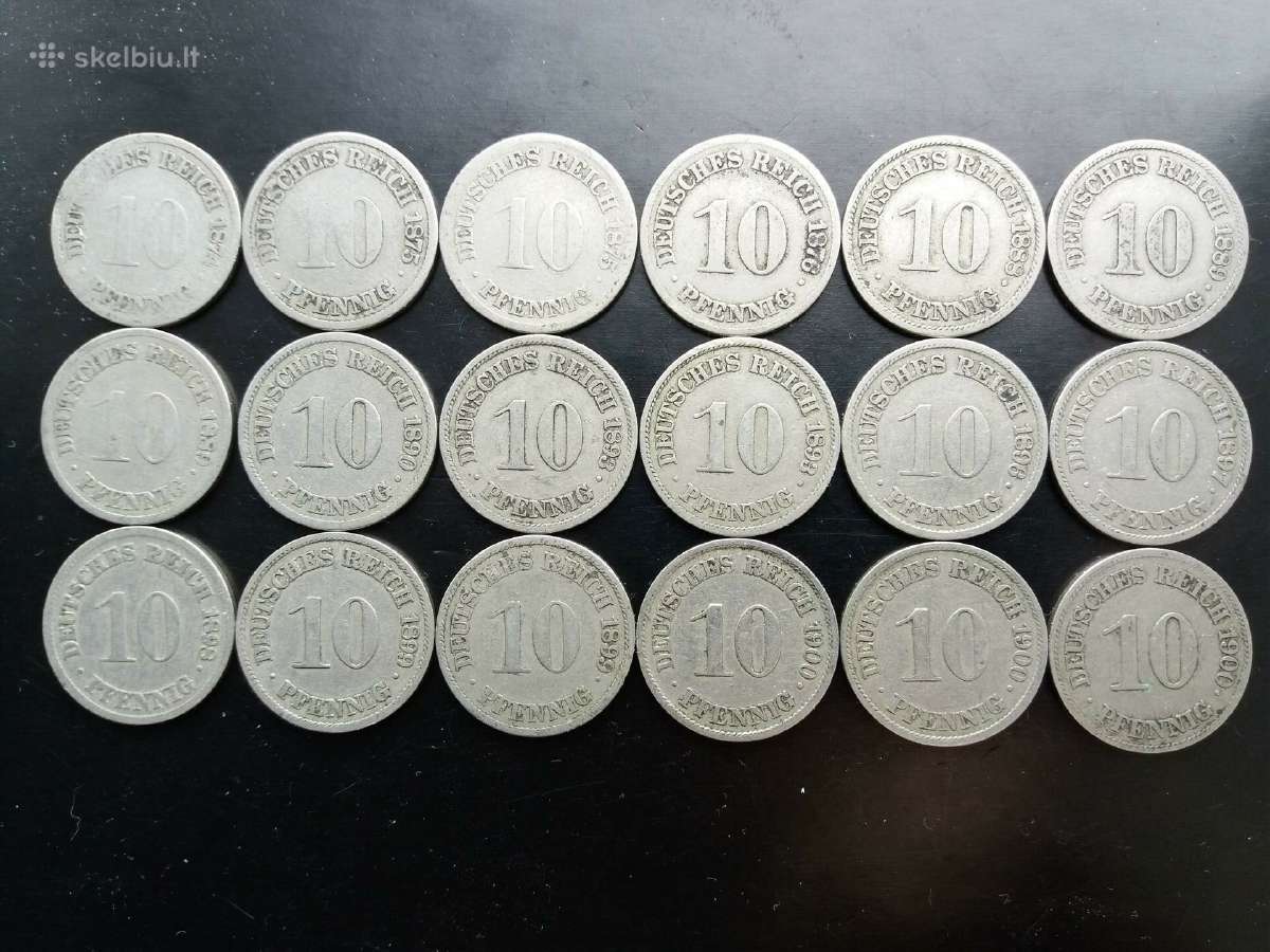 Vokietijos Imperijos 10 pfenigų nominalo monetos