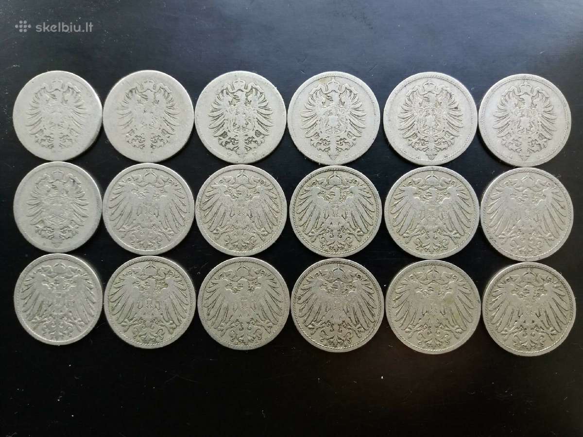 Vokietijos Imperijos 10 pfenigų nominalo monetos - nuotraukos Nr. 2