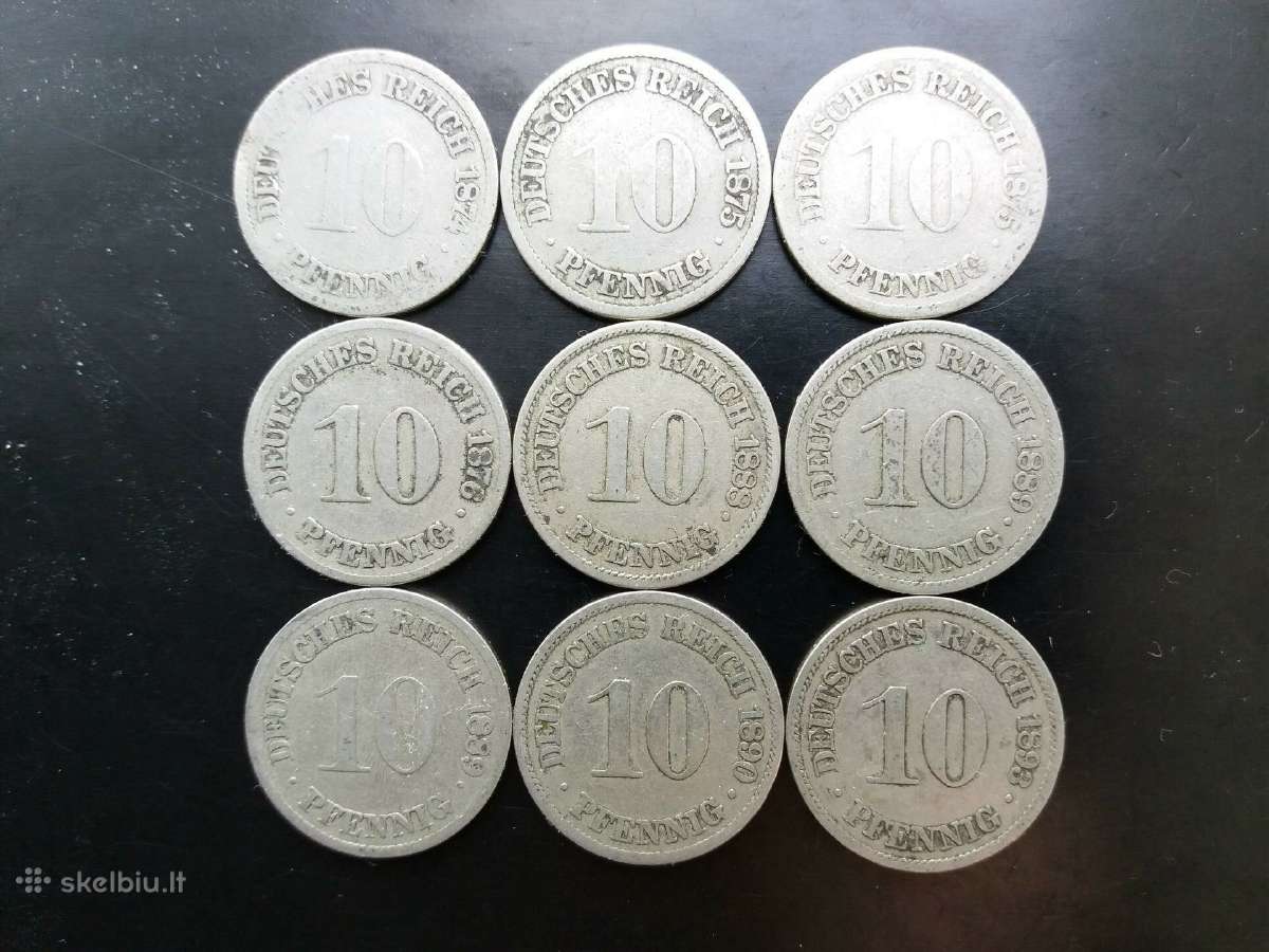 Vokietijos Imperijos 10 pfenigų nominalo monetos - nuotraukos Nr. 3