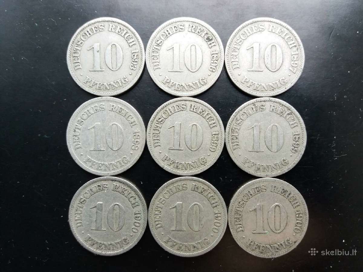 Vokietijos Imperijos 10 pfenigų nominalo monetos - nuotraukos Nr. 5