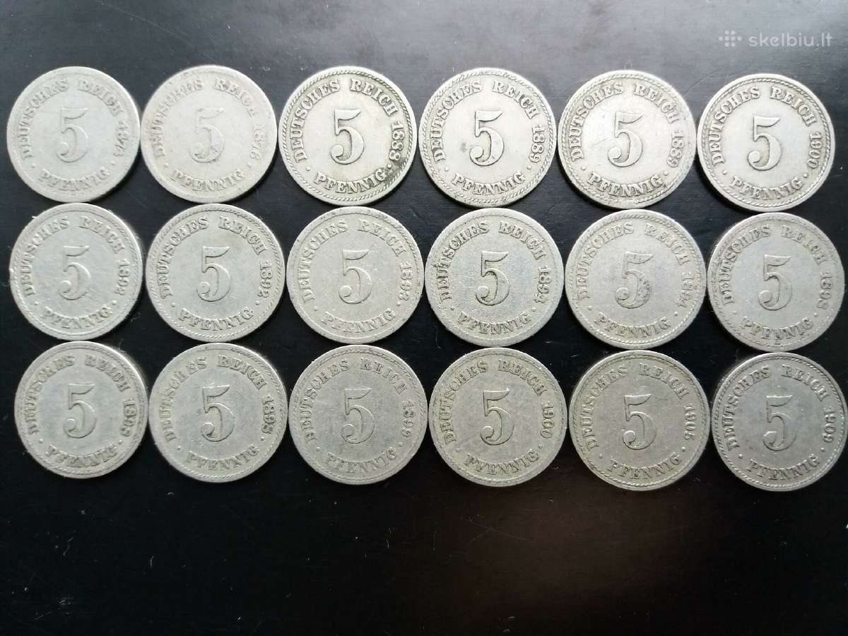 Vokietijos Imperijos 5 pfenigų nominalo monetos