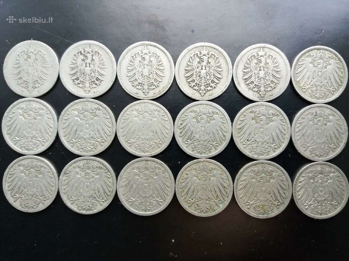 Vokietijos Imperijos 5 pfenigų nominalo monetos - nuotraukos Nr. 2
