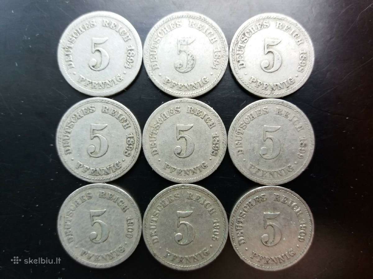 Vokietijos Imperijos 5 pfenigų nominalo monetos - nuotraukos Nr. 5