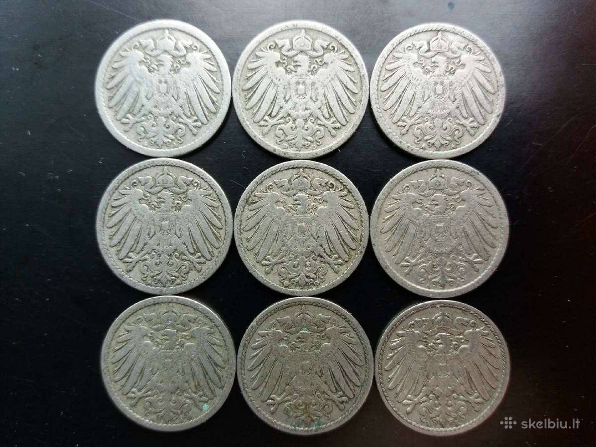 Vokietijos Imperijos 5 pfenigų nominalo monetos - nuotraukos Nr. 6