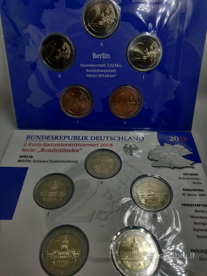 5x2 Eur (A, D, F, G, J) Vokietijos monetų rinkinys