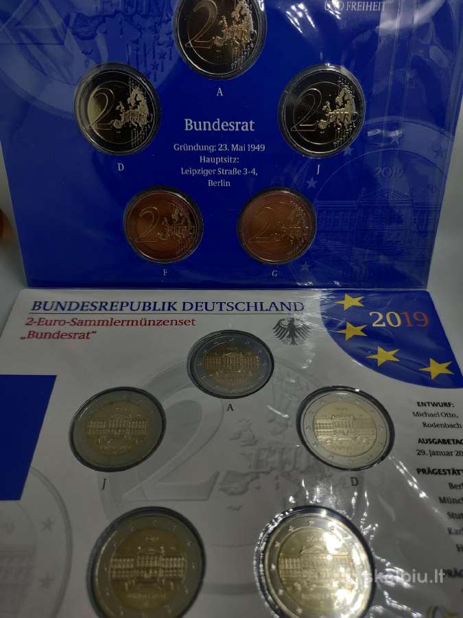 5x2 Eur (A, D, F, G, J) Vokietijos monetų rinkinys - nuotraukos Nr. 5