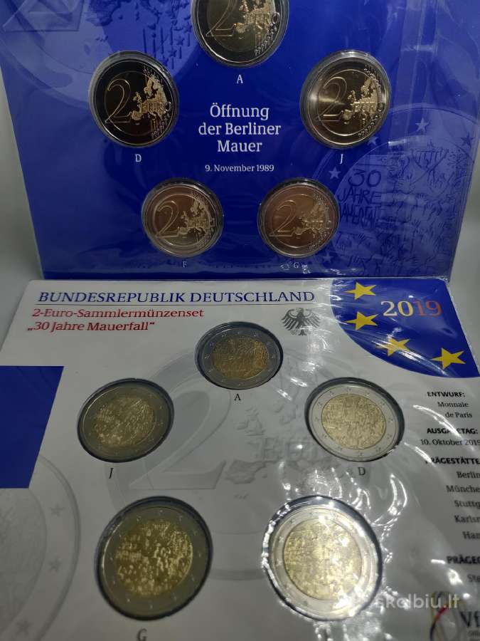 5x2 Eur (A, D, F, G, J) Vokietijos monetų rinkinys - nuotraukos Nr. 7