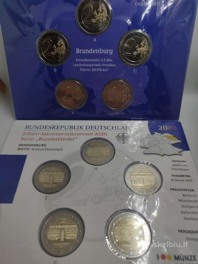 5x2 Eur (A, D, F, G, J) Vokietijos monetų rinkinys - nuotraukos Nr. 9