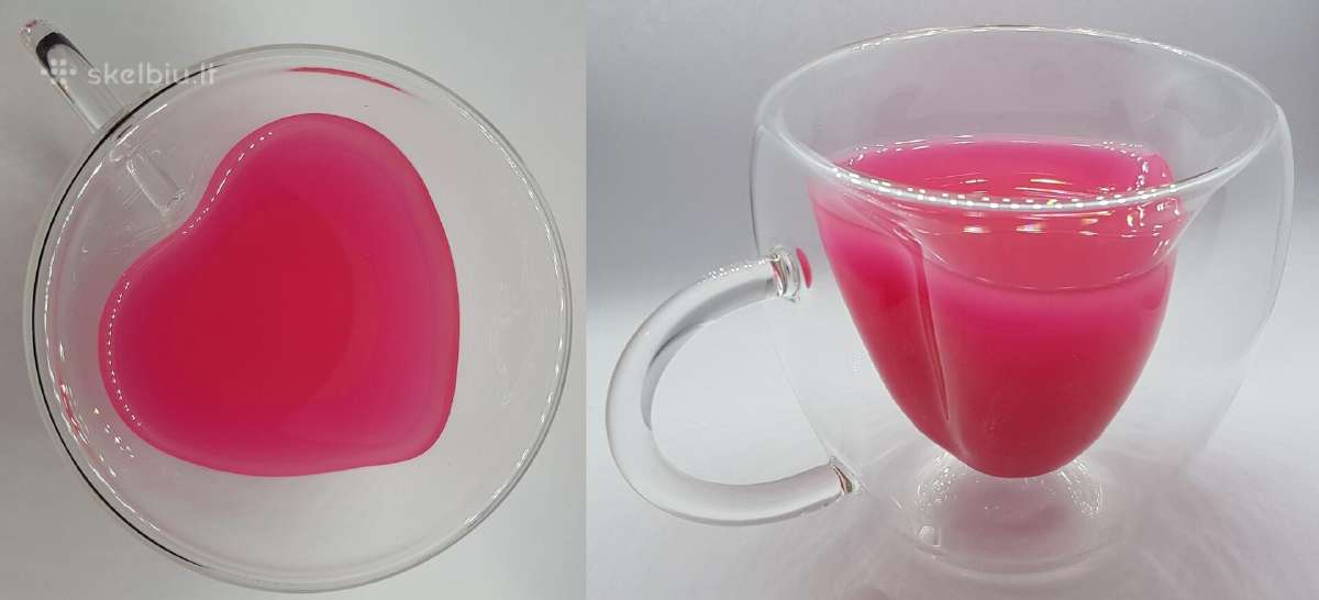 Dvigubo stiklo puodeliai Širdutės