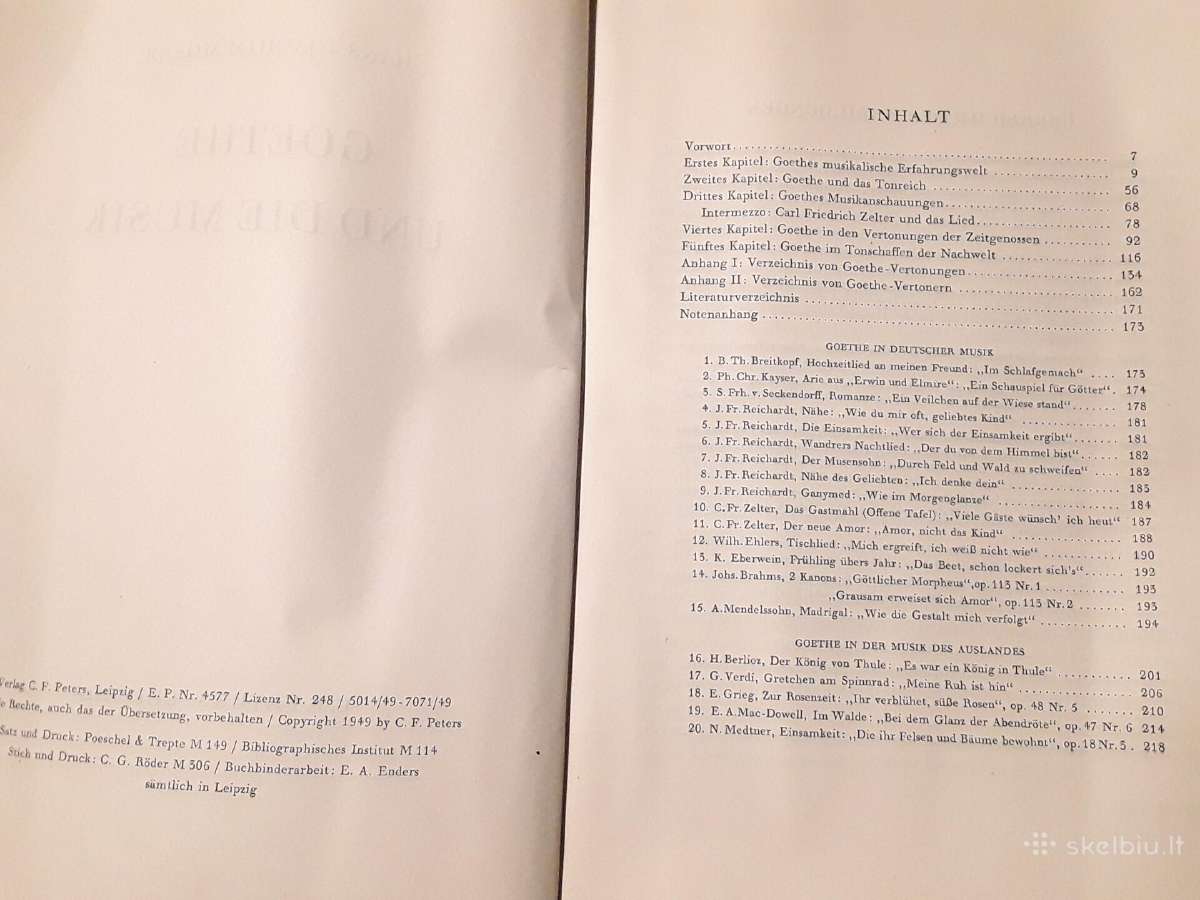 Knyga . H.j.moser . Goethe Und Die Musik . 1949 m - nuotraukos Nr. 3
