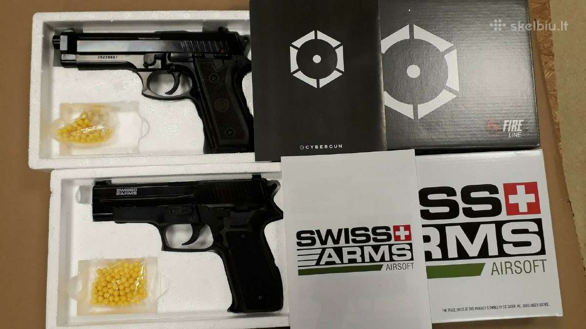 Pigūs firminiai airsoft spyruokliniai pistoletai