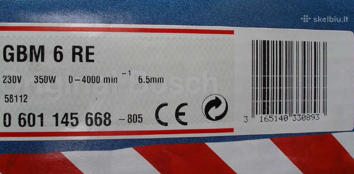 Elektrinė drėlė, grąžtas, gręžtuvas Bosch Gmb 6 Re - nuotraukos Nr. 7