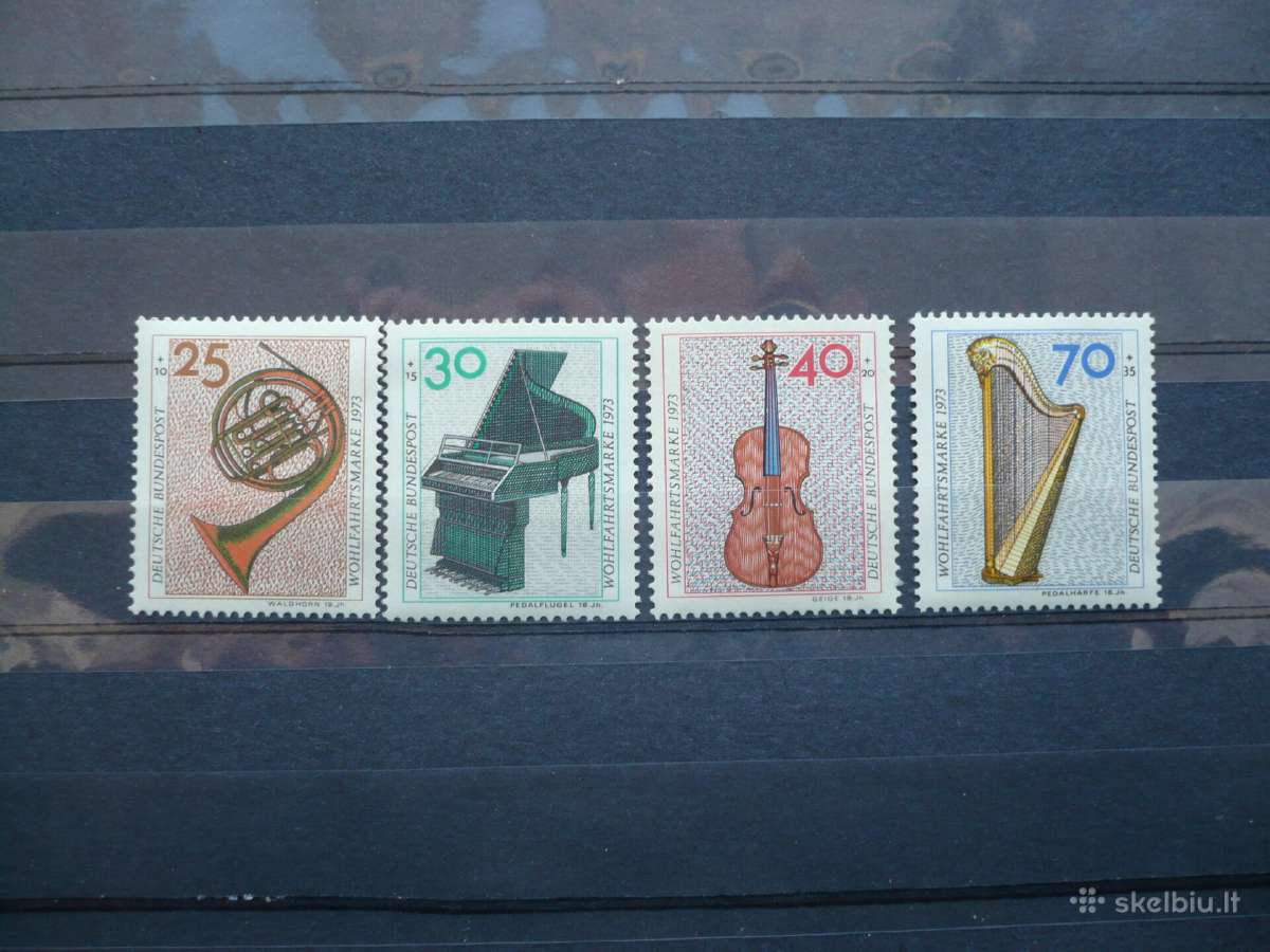 1973m.labdaros pašto ženklai- muzikos instrumentai