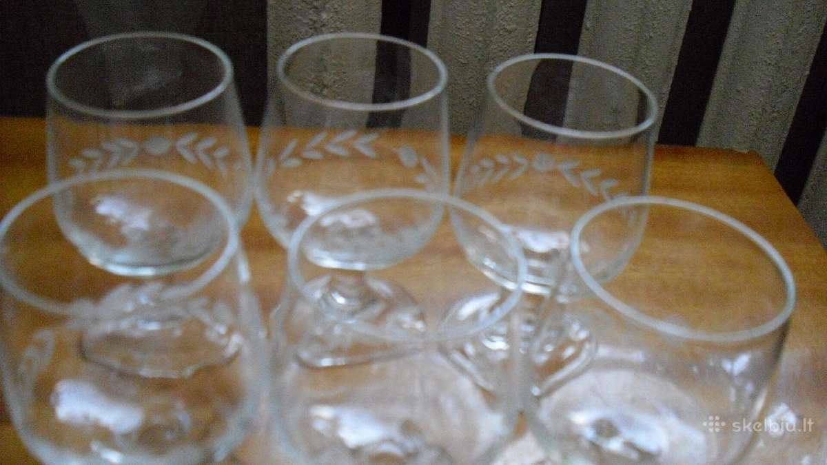 Raižyto stiklo stikliukai, 6 vnt. - nuotraukos Nr. 2