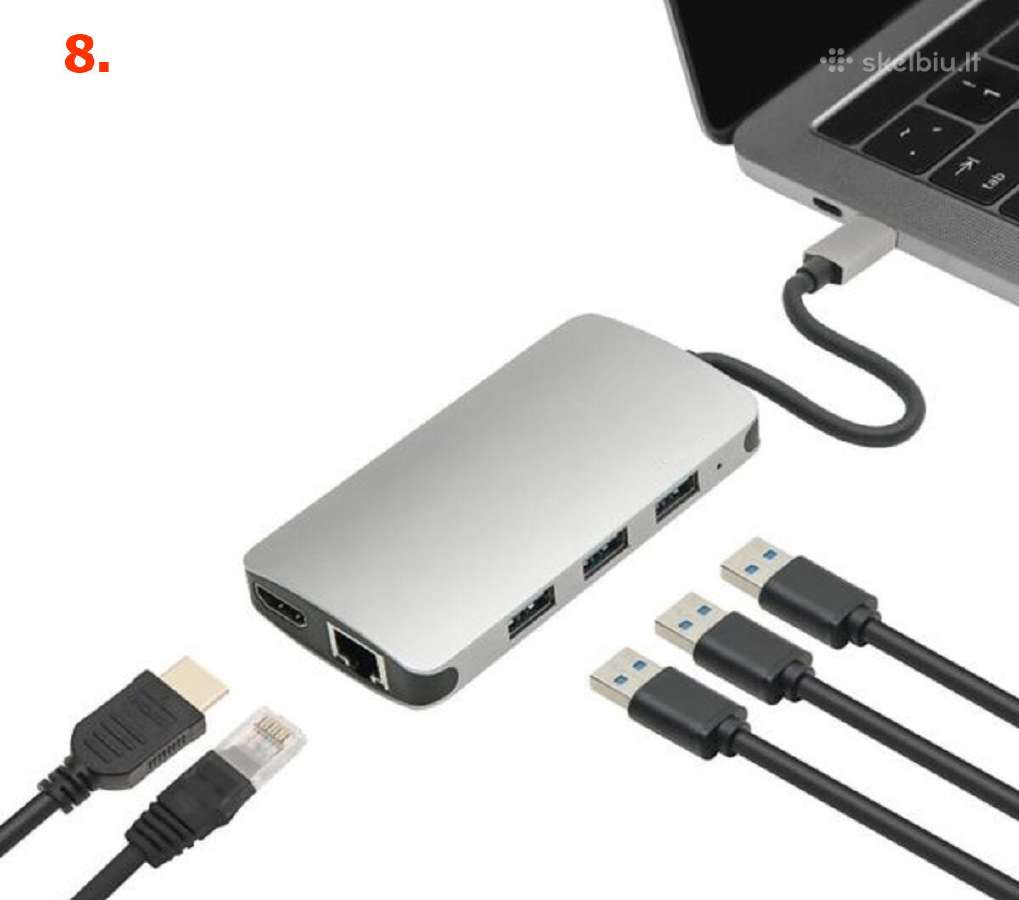 MacBook Pro, iPad Hub Type-c HD-4k, Hdmi Nauji - nuotraukos Nr. 12