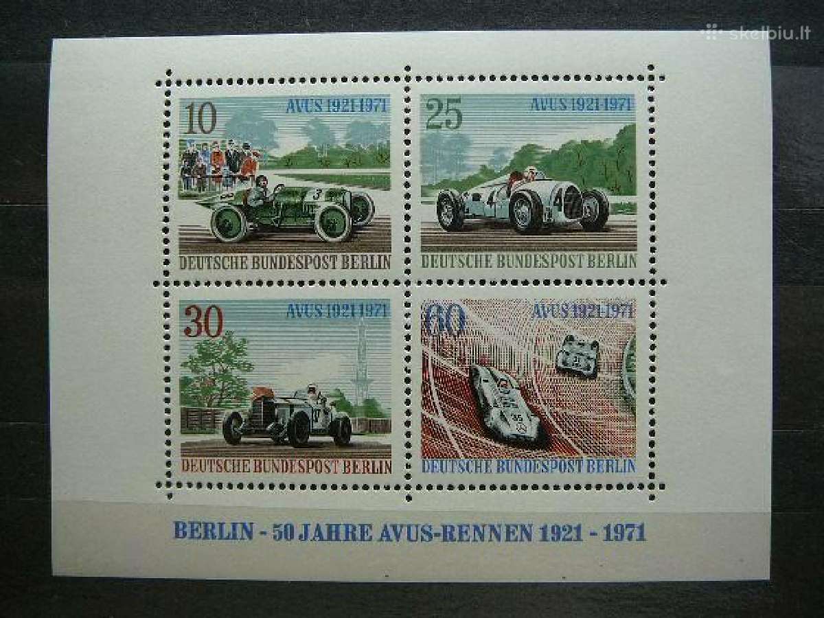 Vokietija 1971 m. Automobiliai, blokas svarus