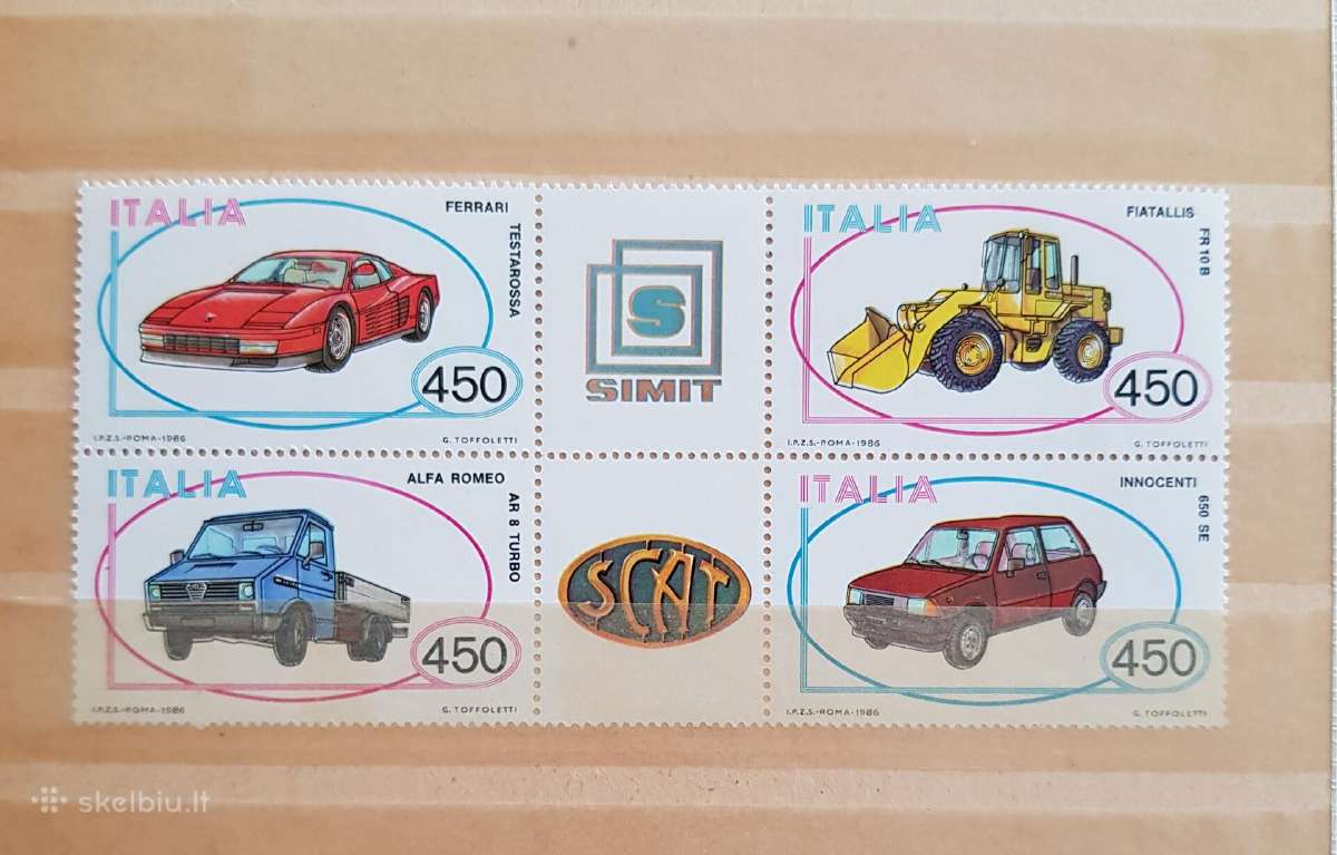 Italija 1986 m. Automobiliai, svarus kvartblokas