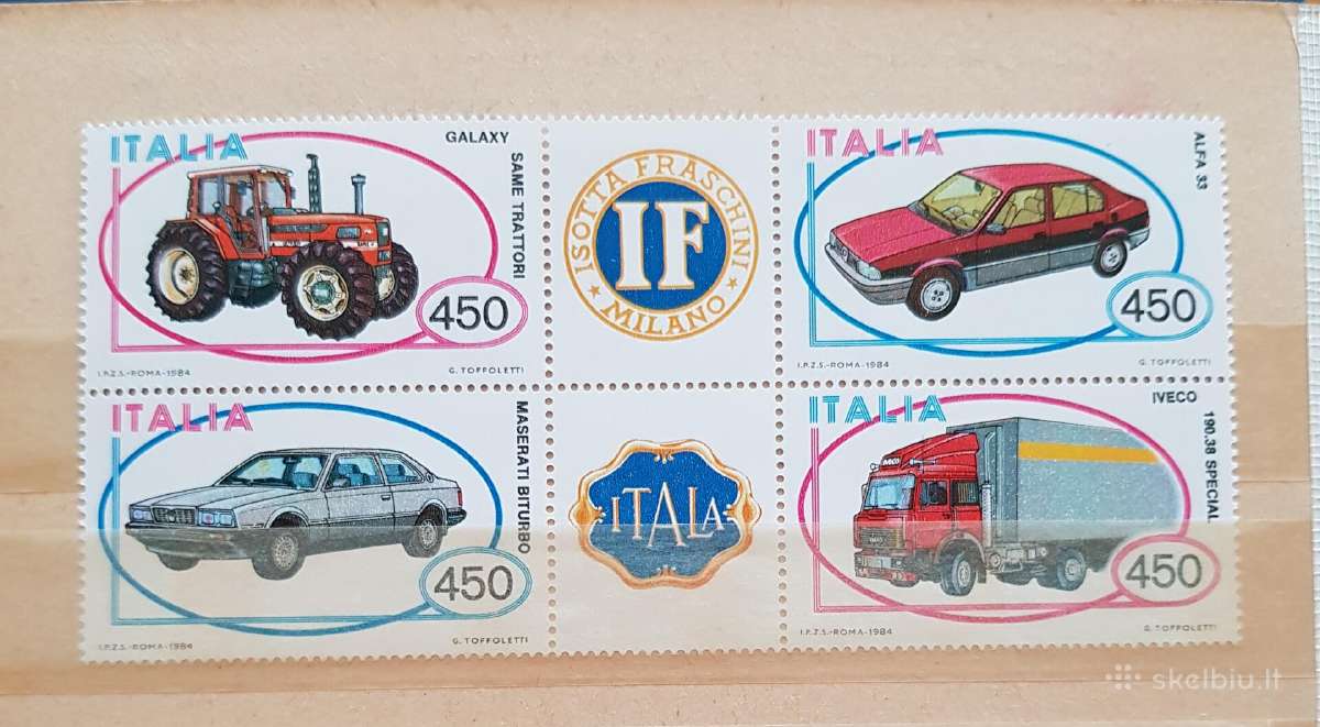 Italija 1984 m. Automobiliai, svarus kvartblokas