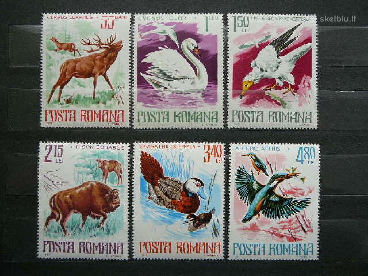 Zverys Pauksciai Rumunija 1977 Mnh alb3417