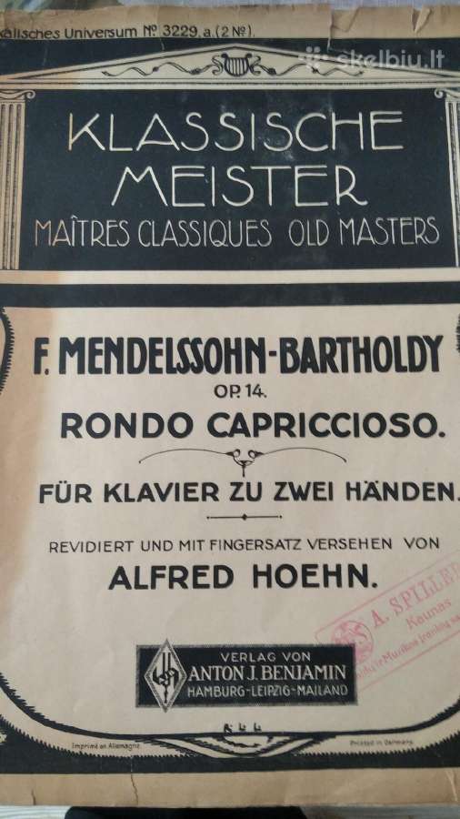 F.mendelssohn- Bartholdy natos fortepijonui