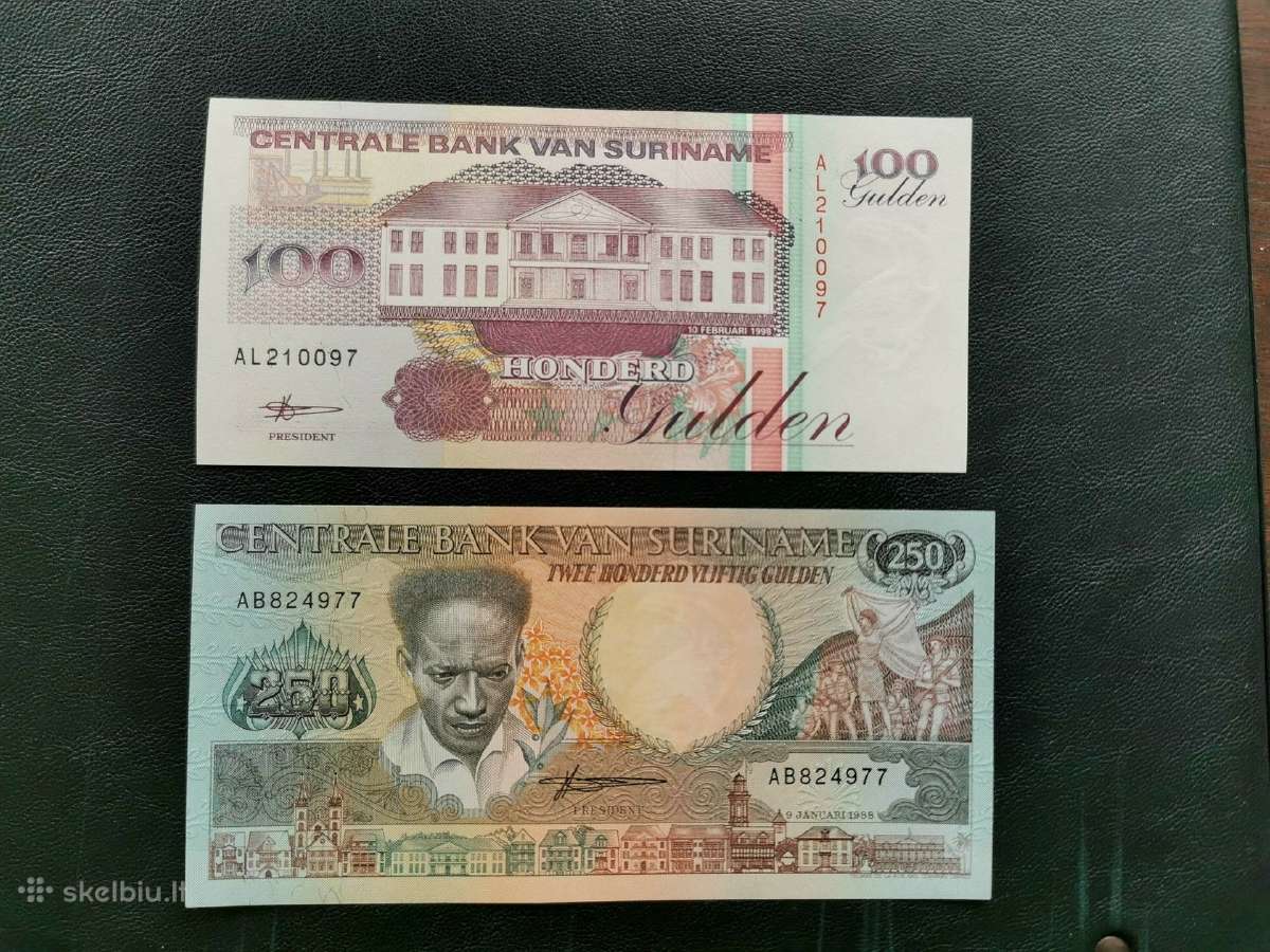 Surinamas 100 1999m, 250 1988m guldenų unc