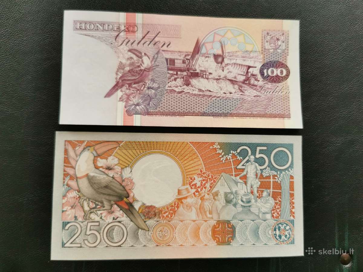 Surinamas 100 1999m, 250 1988m guldenų unc - nuotraukos Nr. 2